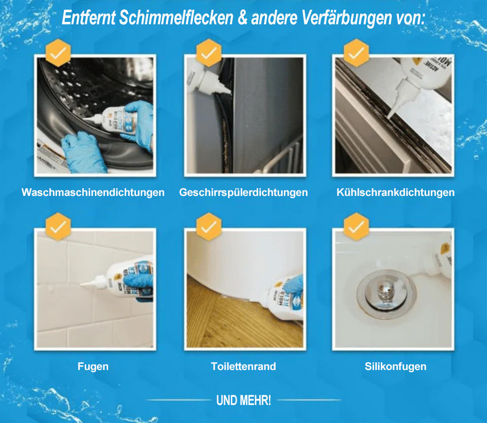 ✨🧼 Magic Schimmel-Entferner Gel– Beseitigt Schwarzschimmel & Stockflecken auf Silikonfugen, Fliesen & Duschen (Ohne Schrubben)