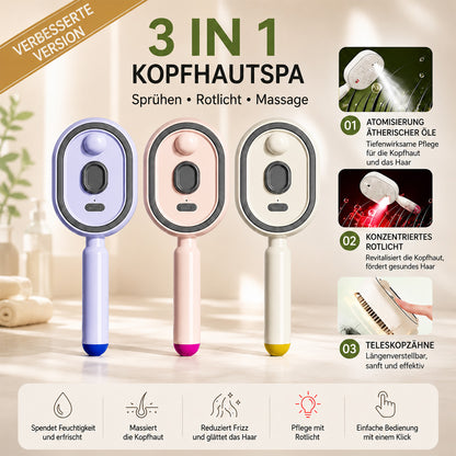 🔥Brosse de Massage du Cuir Chevelu Électrique avec Brume et Lumière Rouge