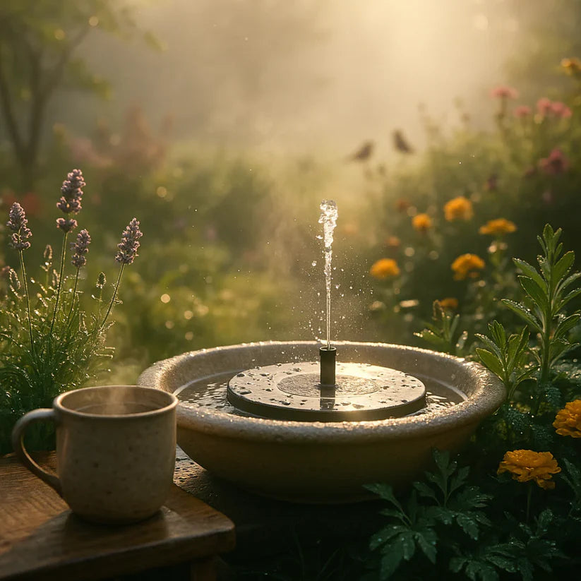⛲ Solarbrunnen-Pumpe – mit 4 Düsen für Vogeltränke & Garten (16 cm / 6,3 Zoll)