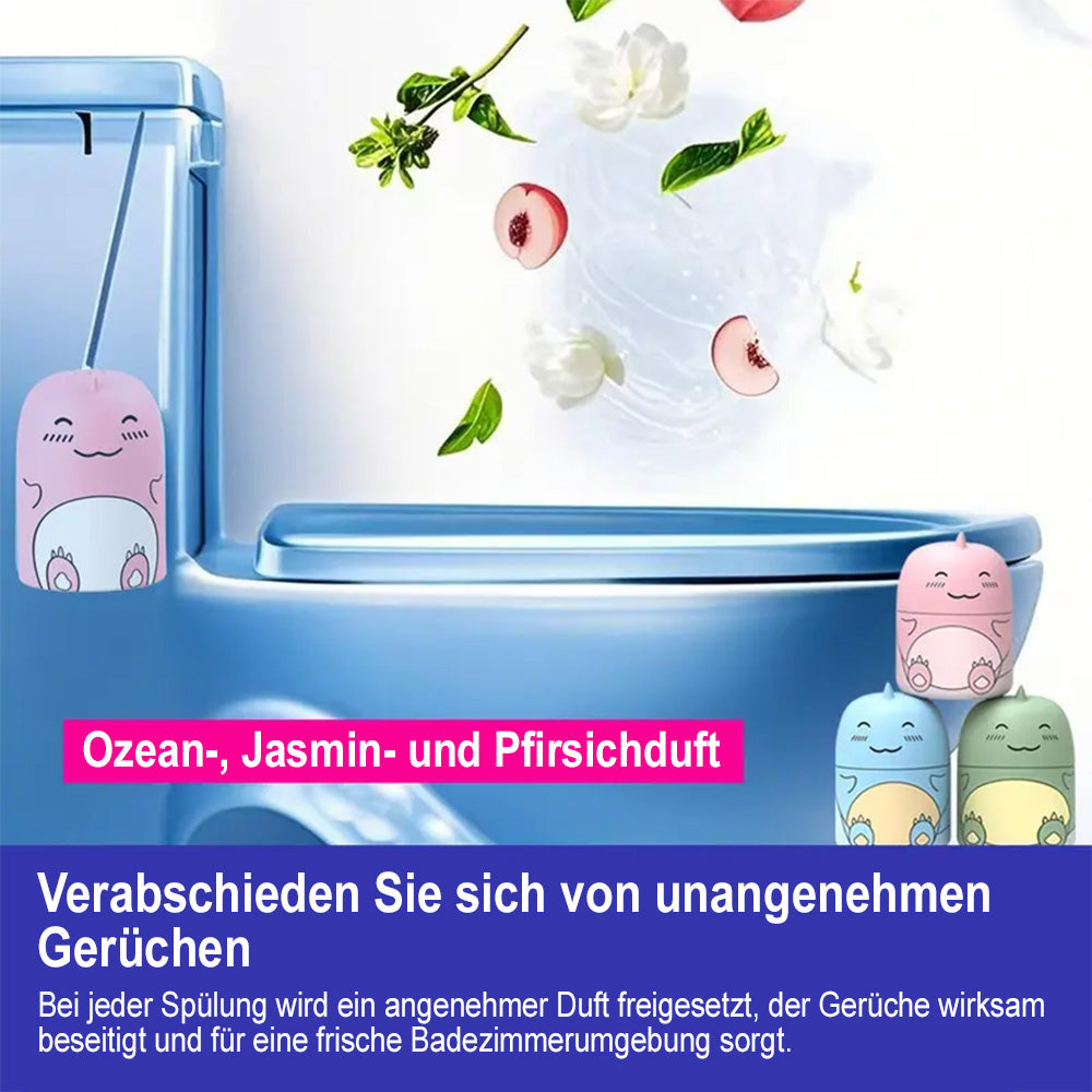 🦕Automatischer WC-Reiniger im süßen Dino-Design – Langzeit Toilettenreiniger für den Spülkasten (Hält bis zu 9 Monate), WC-Duft gegen Kalk & Gerüche (Ozean/Jasmin/Pfirsich)