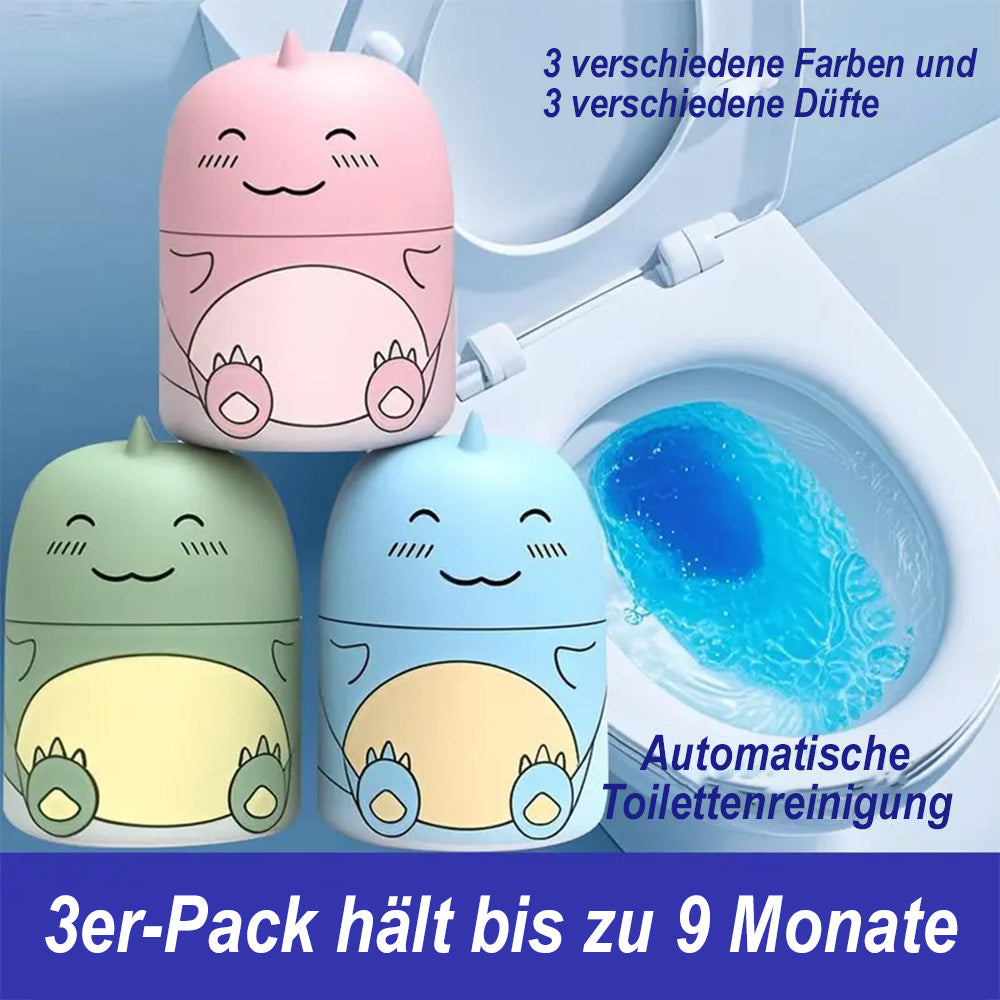 🦕Automatischer WC-Reiniger im süßen Dino-Design – Langzeit Toilettenreiniger für den Spülkasten (Hält bis zu 9 Monate), WC-Duft gegen Kalk & Gerüche (Ozean/Jasmin/Pfirsich)
