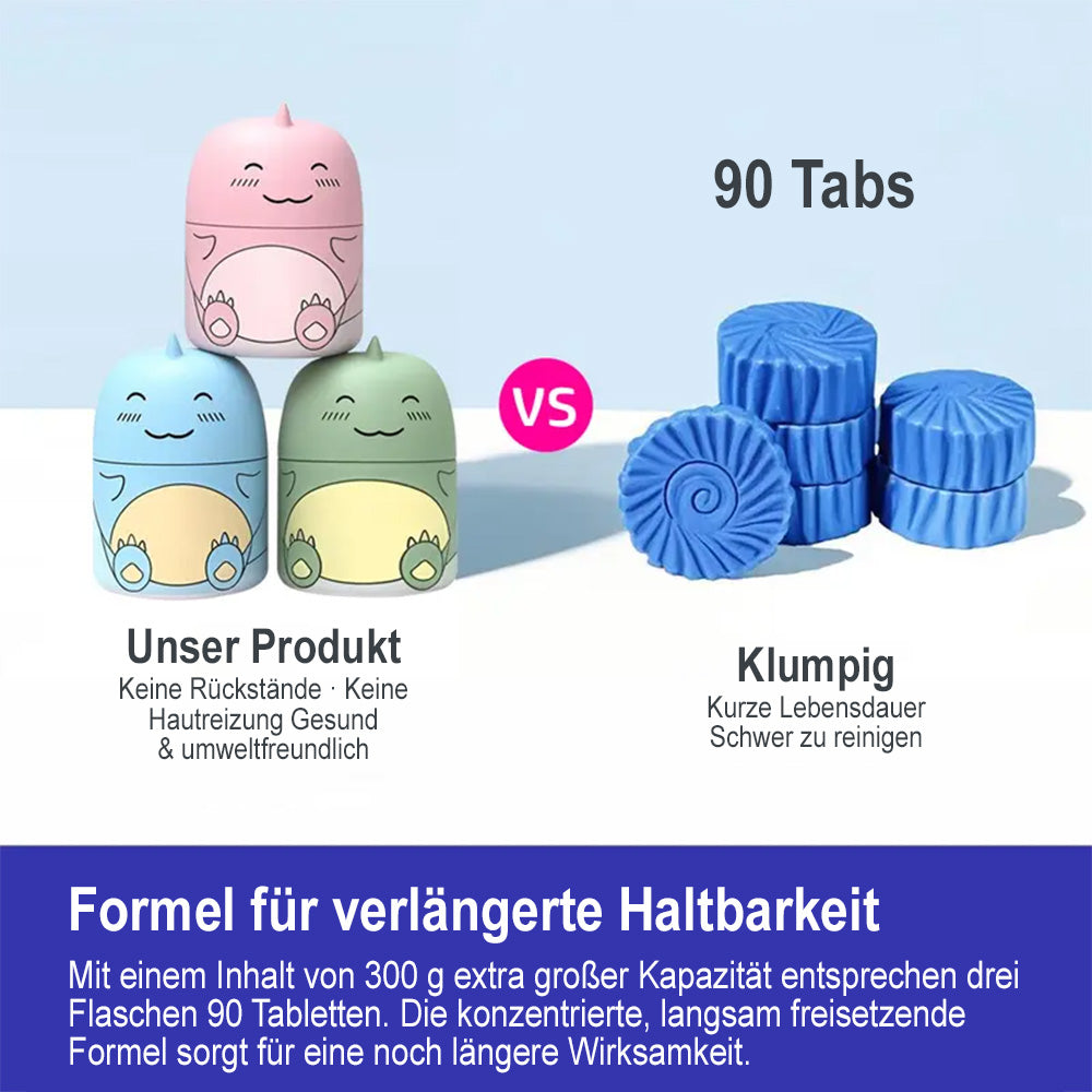 🦕Automatischer WC-Reiniger im süßen Dino-Design – Langzeit Toilettenreiniger für den Spülkasten (Hält bis zu 9 Monate), WC-Duft gegen Kalk & Gerüche (Ozean/Jasmin/Pfirsich)