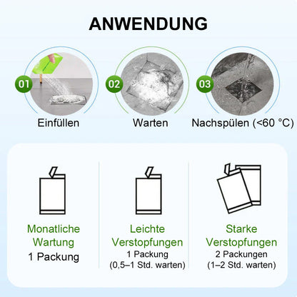 ⚡🏠Leistungsstarkes tägliches Rohrreinigungspulver – Schnellwirkend, sicher & schonend für Küche, Bad & Dusche💥