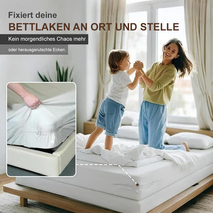 🛌 Anti‑Rutsch Bettlakenhalter – Starke Eckclips für glatte, straffe Laken ohne Verrutschen