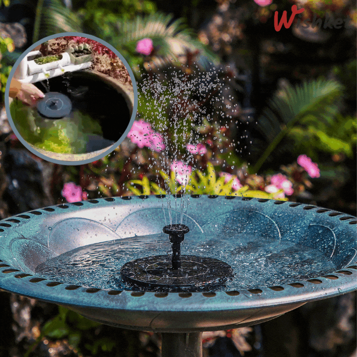 ⛲💧 Solarbrunnen-Pumpe – mit 4 Düsen für Vogeltränke & Garten (16 cm / 6,3 Zoll)